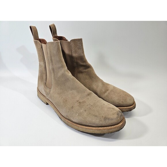 ORO‎ 13 Alicante Crepe Chelsea Boots Tan Suede Leather Calf Ankle Pull On Shoes